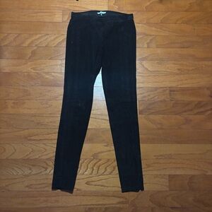 Rebecca Minkoff Black Suede Stitch Detail Leggings size 6